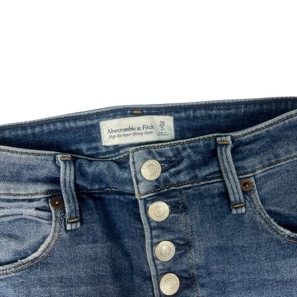 Abercrombie & Fitch High Rise Super Skinny Ankle Jeans Size 2/26 Button Fly - Picture 8 of 11